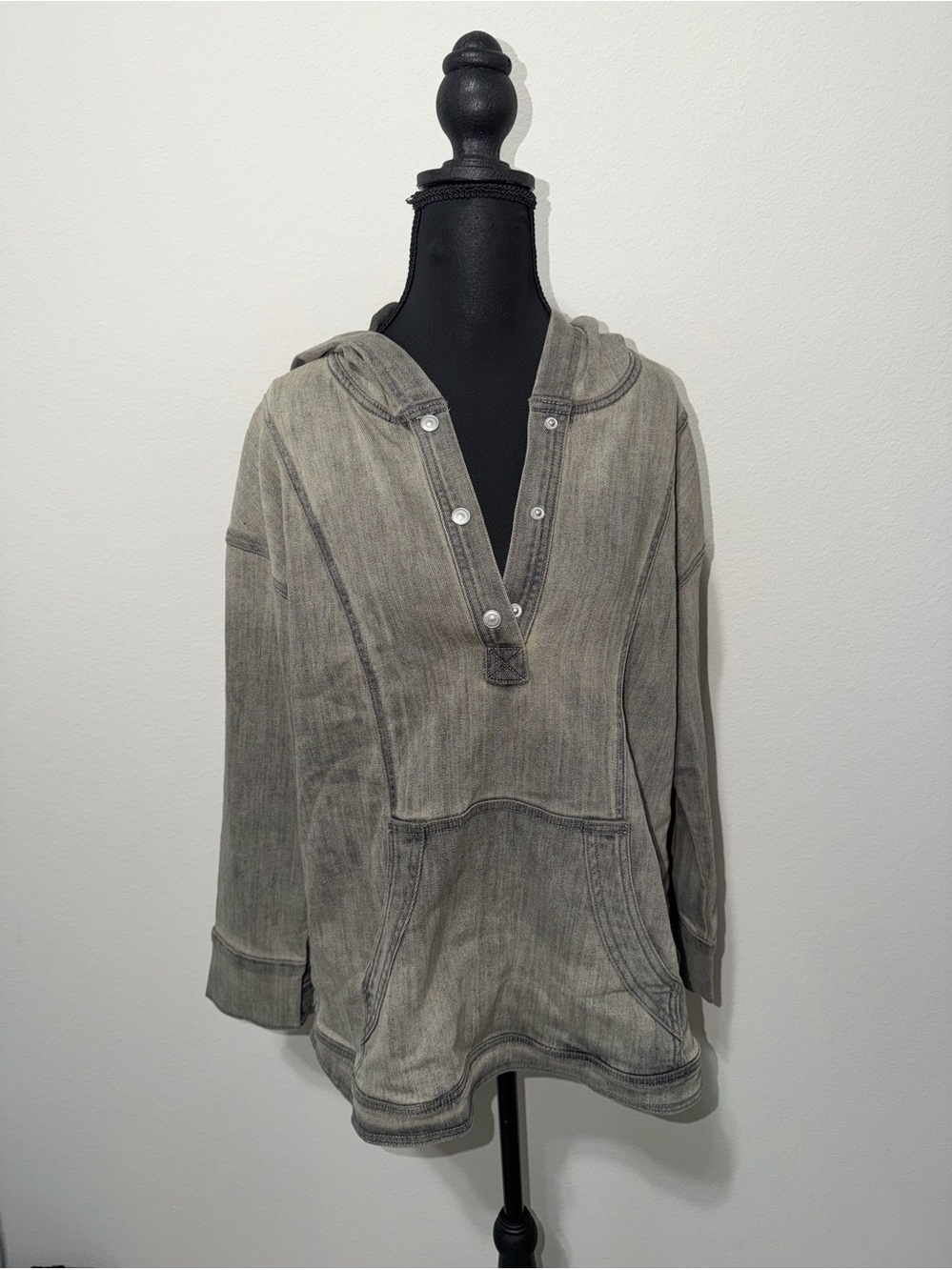 LOGO oversized Gray Denim Top